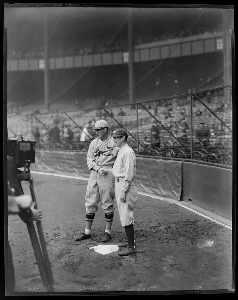 Vintage Sports Photographs - Miller Huggins & Rogers Hornsby Original Large-Format Film Negative - 1926 World Series