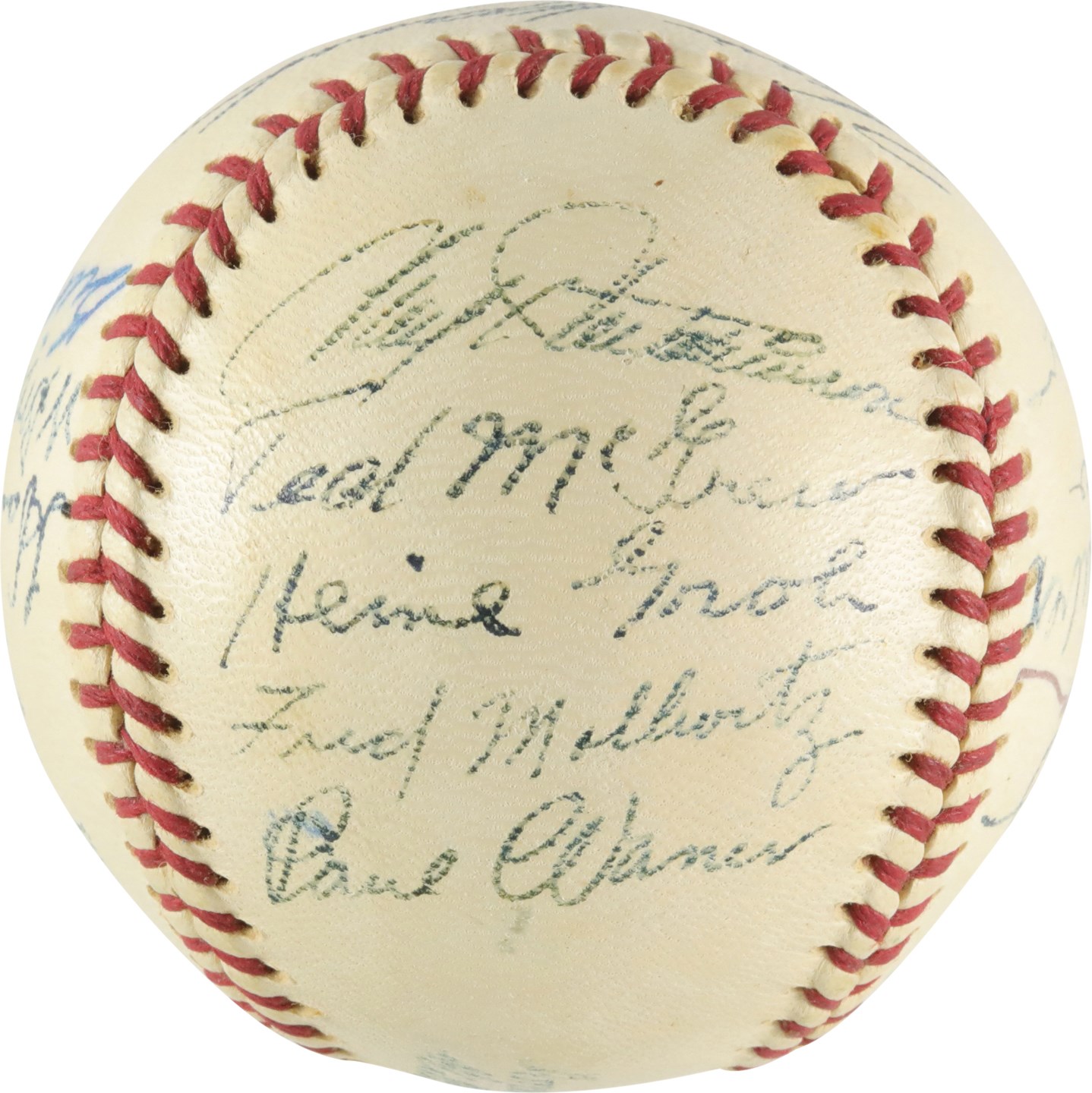 Baseball Autographs - High Grade 1950s Hall of Famers and Stars Signed Baseball w/Paul Waner
