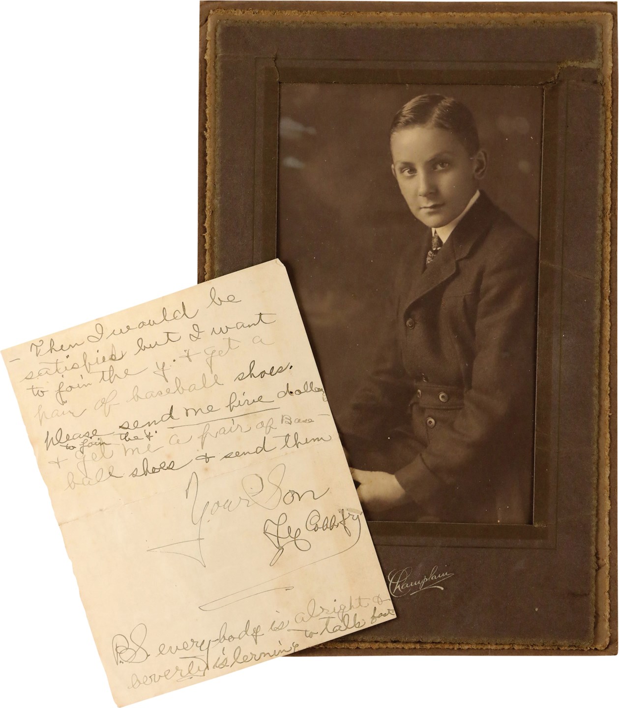 Ty Cobb and Detroit Tigers - 1920s Ty Cobb Jr. Handwritten Letter to Ty Cobb with Original Photograph
