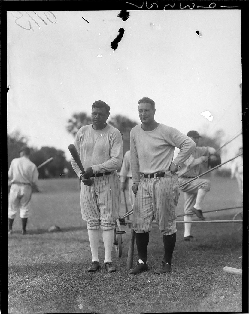 Vintage Sports Photographs - 1929 Babe Ruth & Lou Gehrig at Spring Training Original Negative