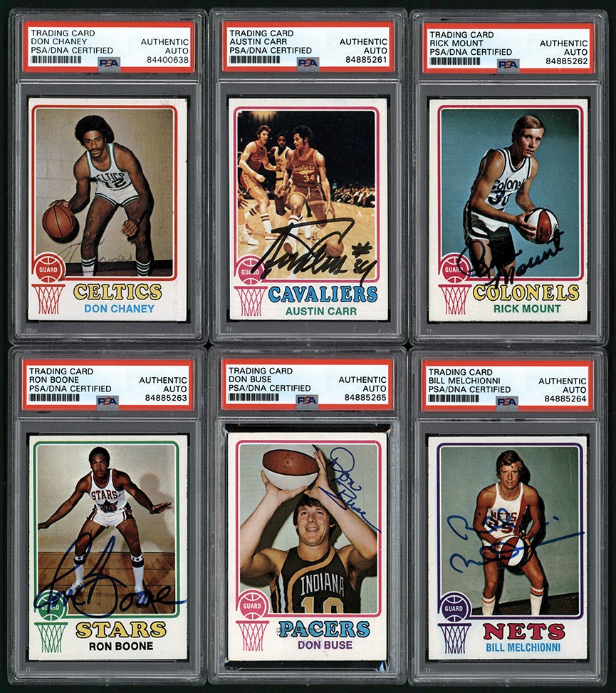 Basketball Cards - 973-74 Topps Signed & PSA Authenticated Basketball Card Collection (6)
