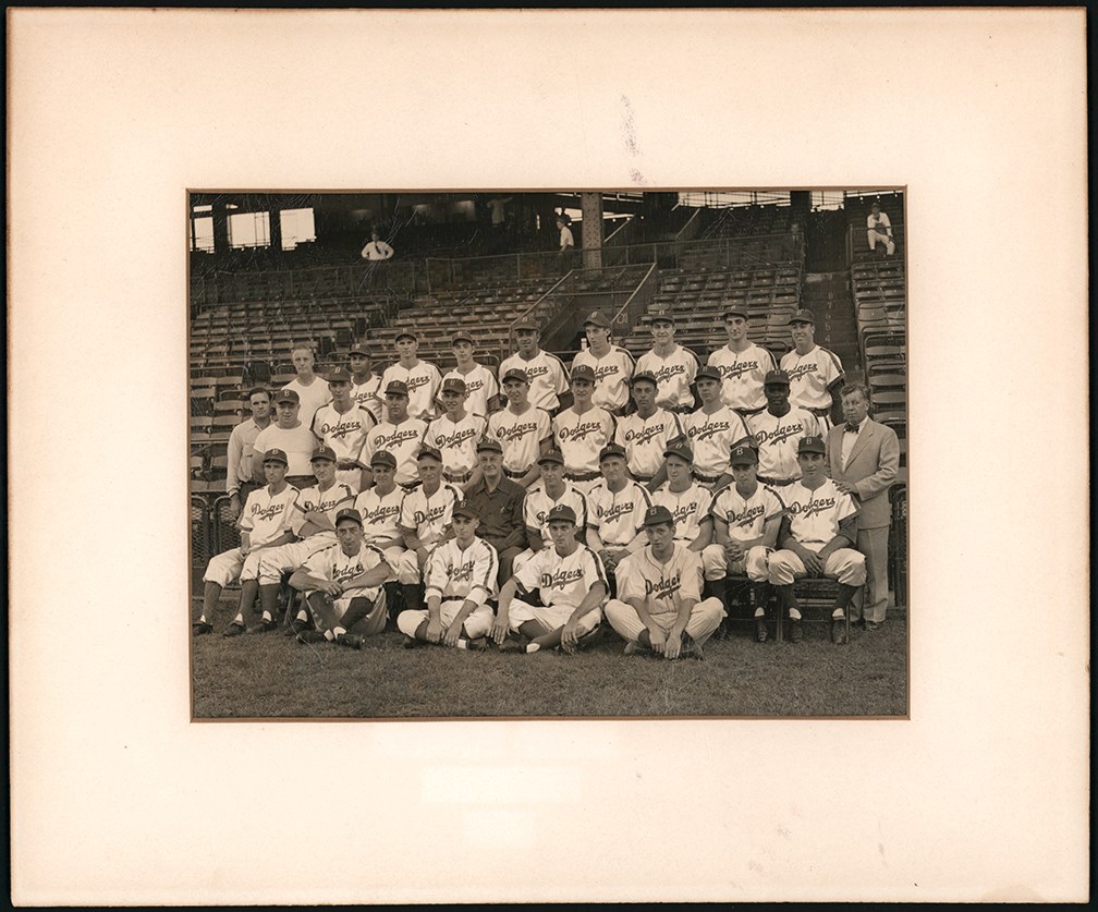 - 1948 Brooklyn Dodgers Mounted Team Photograph - Wearing Satin Uniforms