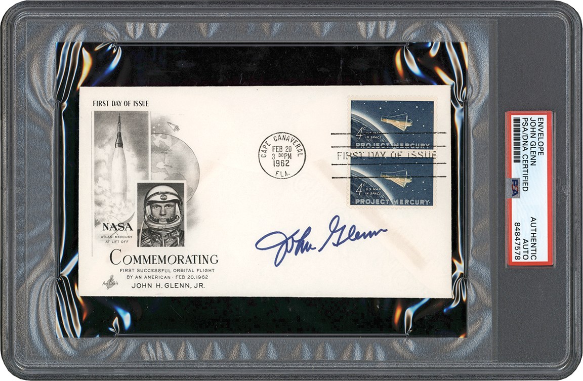 Rock And Pop Culture - 1962 John Glenn Signed First Day Cover (PSA)