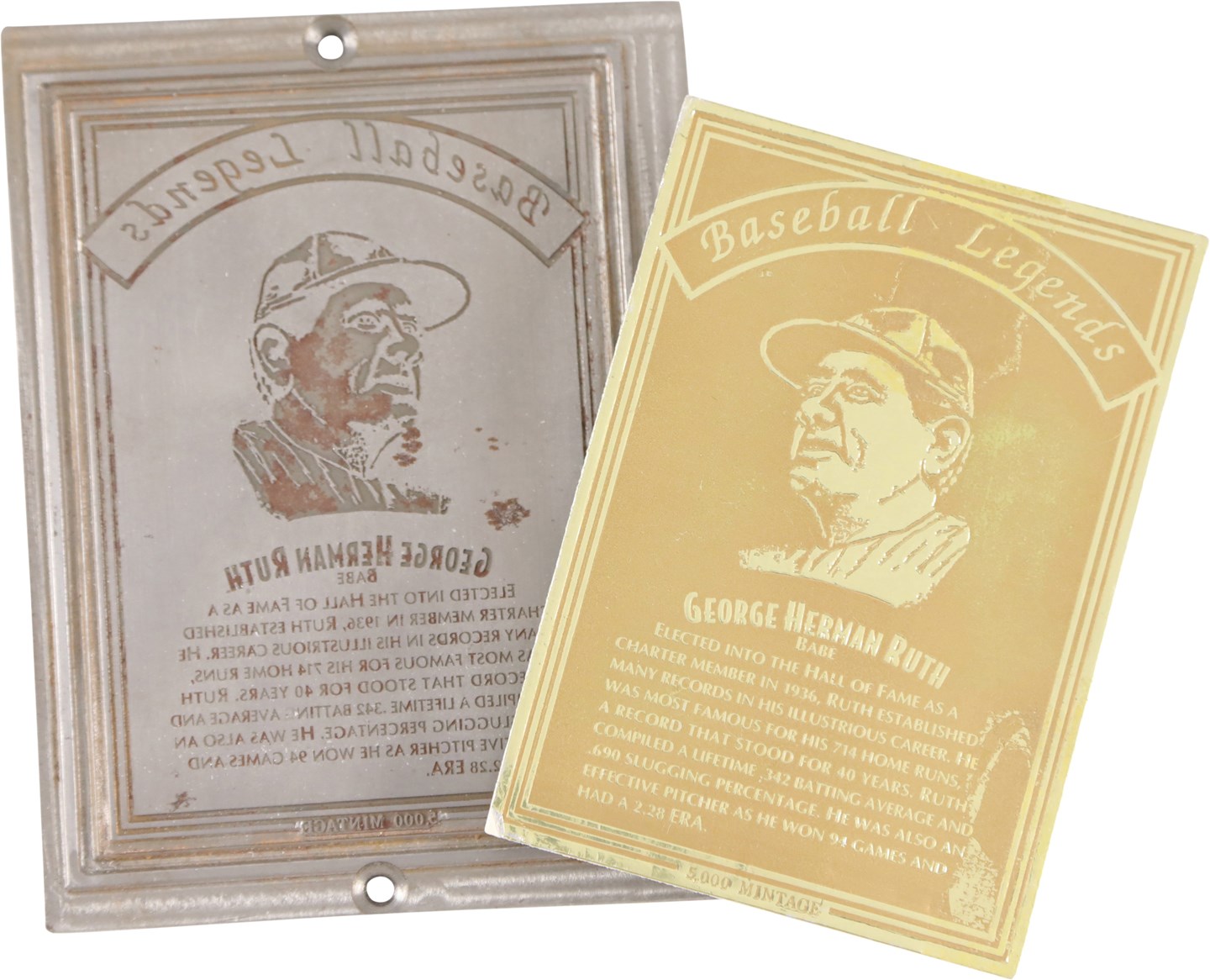 - 1993 Legendary Foils Baseball Legends Babe Ruth Printing Plate