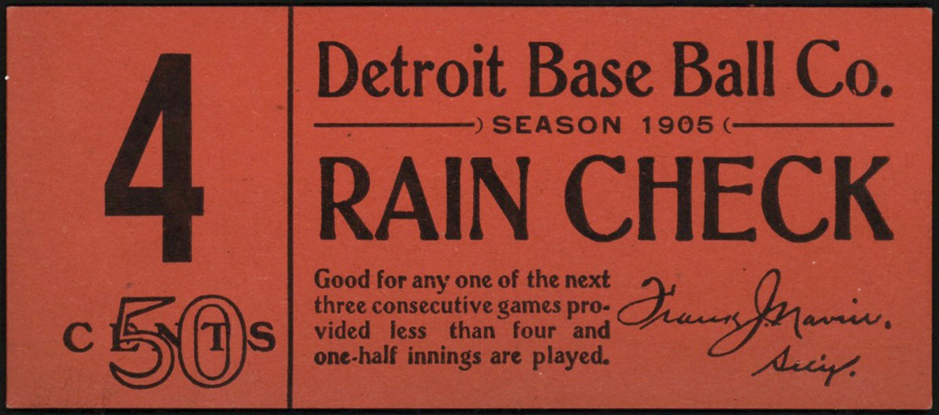 Rare 1905 Detroit Tigers Full Ticket