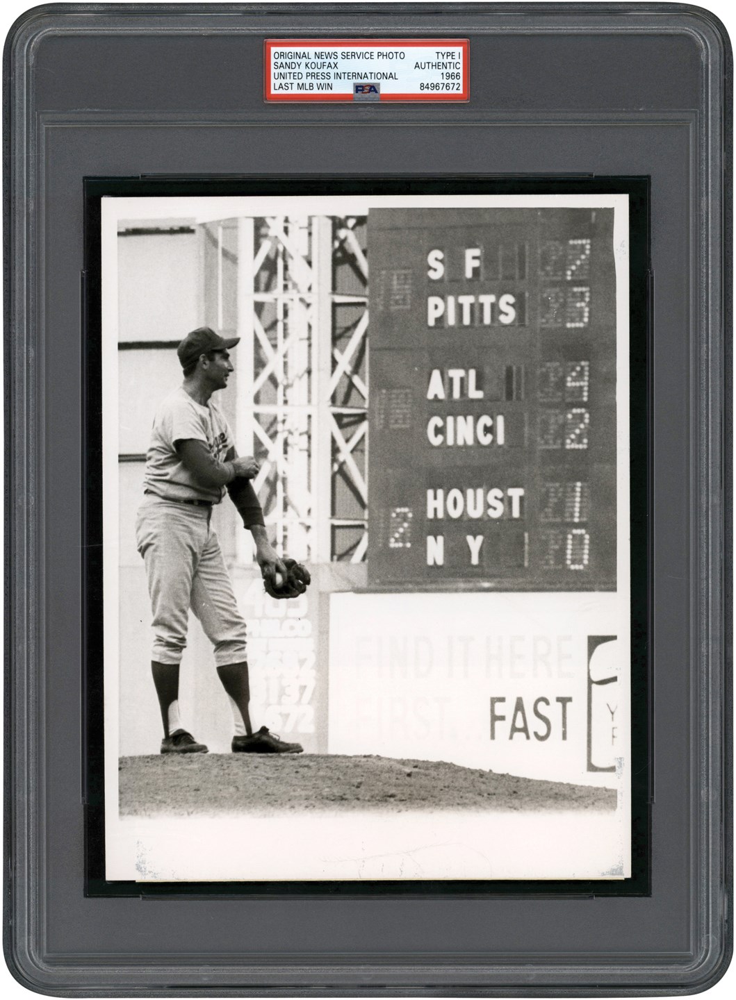 Vintage Sports Photographs - 1966 Sandy Koufax Last Career Win Photograph (PSA Type I)