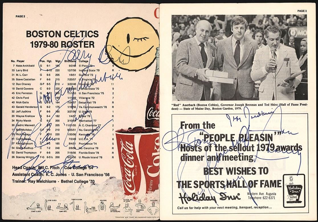 - 1979 Boston Celtics Signed Preseason Program - Larry Bird Rookie Signature (PSA)