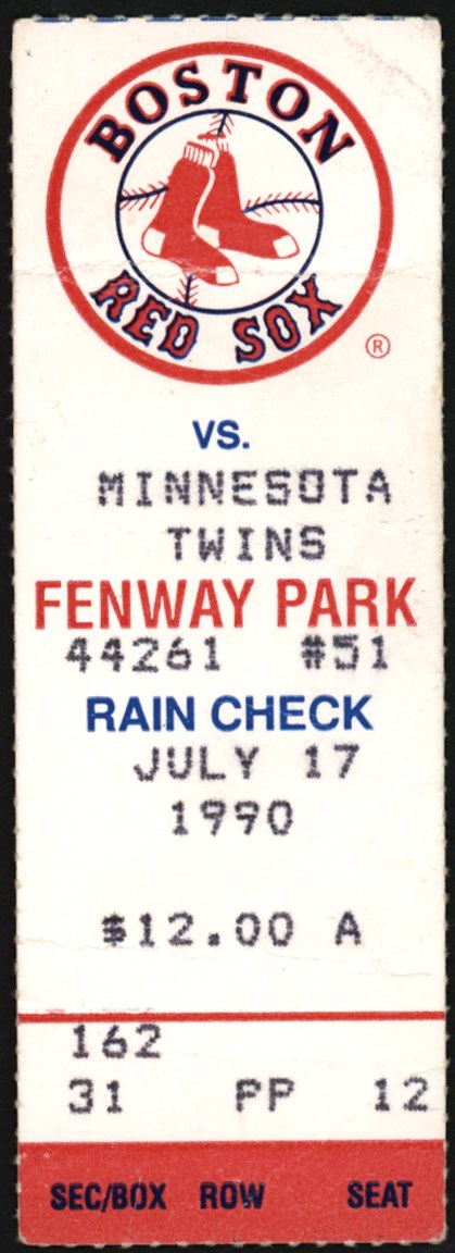 - July 17, 1990 Minnesota Twins Two Triple Plays in a Game Ticket Stub