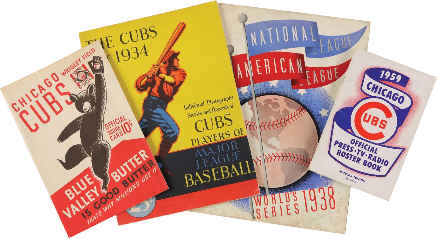- Chicago Cubs Publication Collection with Team-Signed 1938 World Series Program (4)