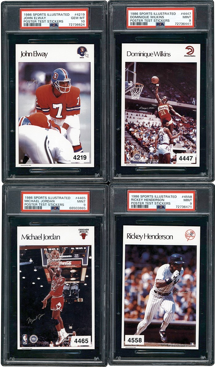 ncredibly Rare 1986 Sports Illustrated Poster Test Stickers PSA Graded Complete Set (20) w/PSA 9 Michael Jordan - #1 All-Time on PSA Registry
