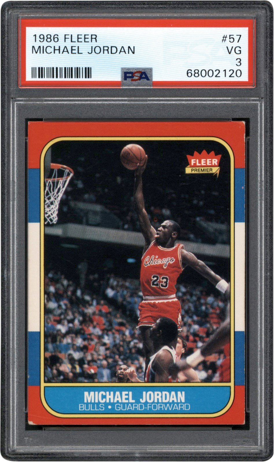 Basketball Cards - 1986 Fleer Basketball #57 Michael Jordan Rookie PSA VG 3