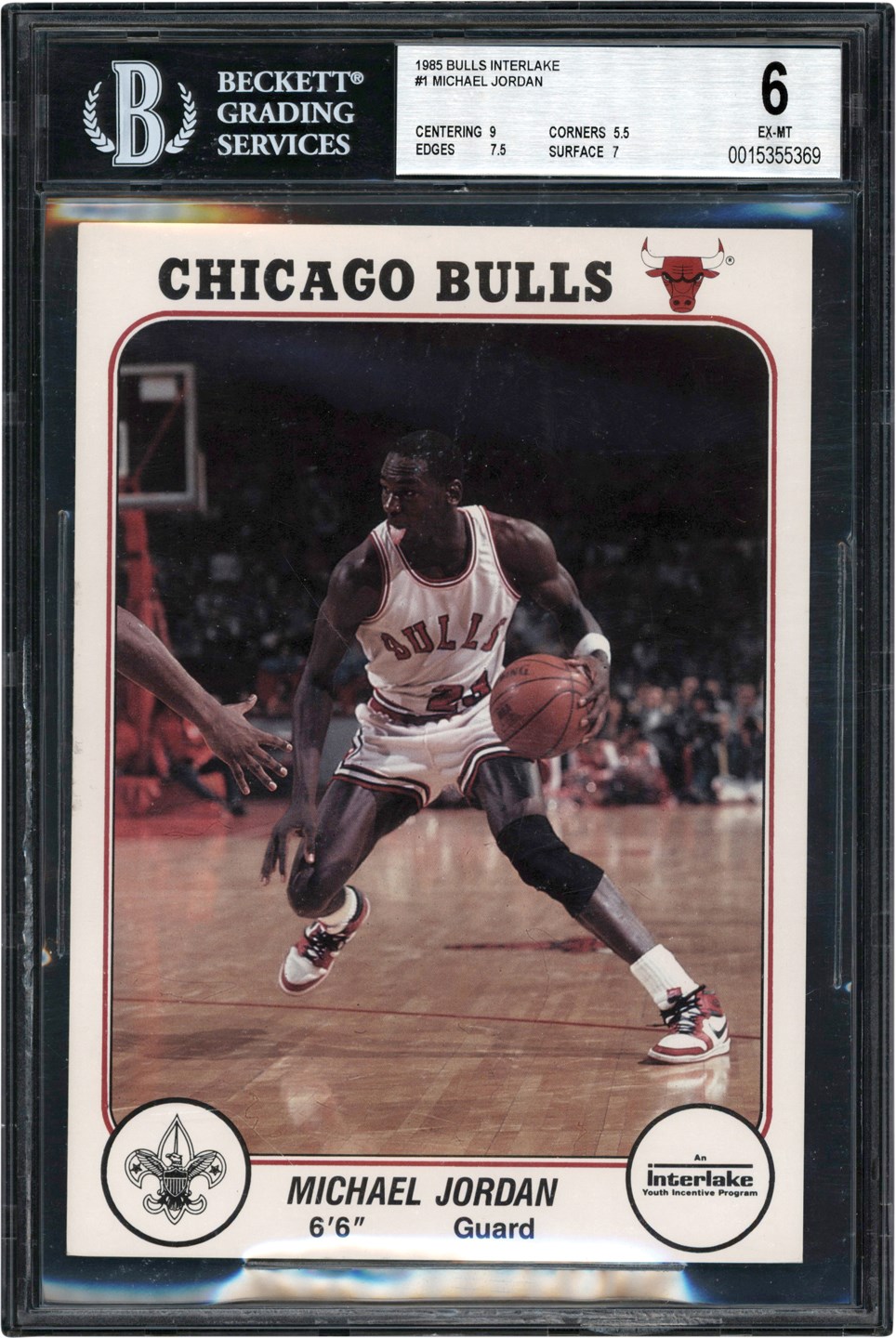 Basketball Cards - 1985 Bulls Interlake #1 Michael Jordan BGS EX-MT 6