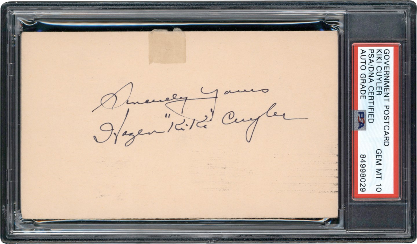 The Long Beach Autograph Collection - 1949 Ki Ki Cuyler Full Name Signed Government Postcard (PSA GEM MINT 10)