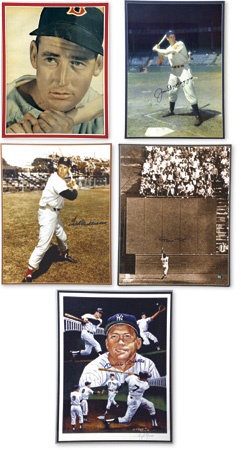Baseball Autographs - Signed and Framed Mickey Mantle, Ted Williams, Joe DiMaggio, & Willie Mays Photographs (6)
