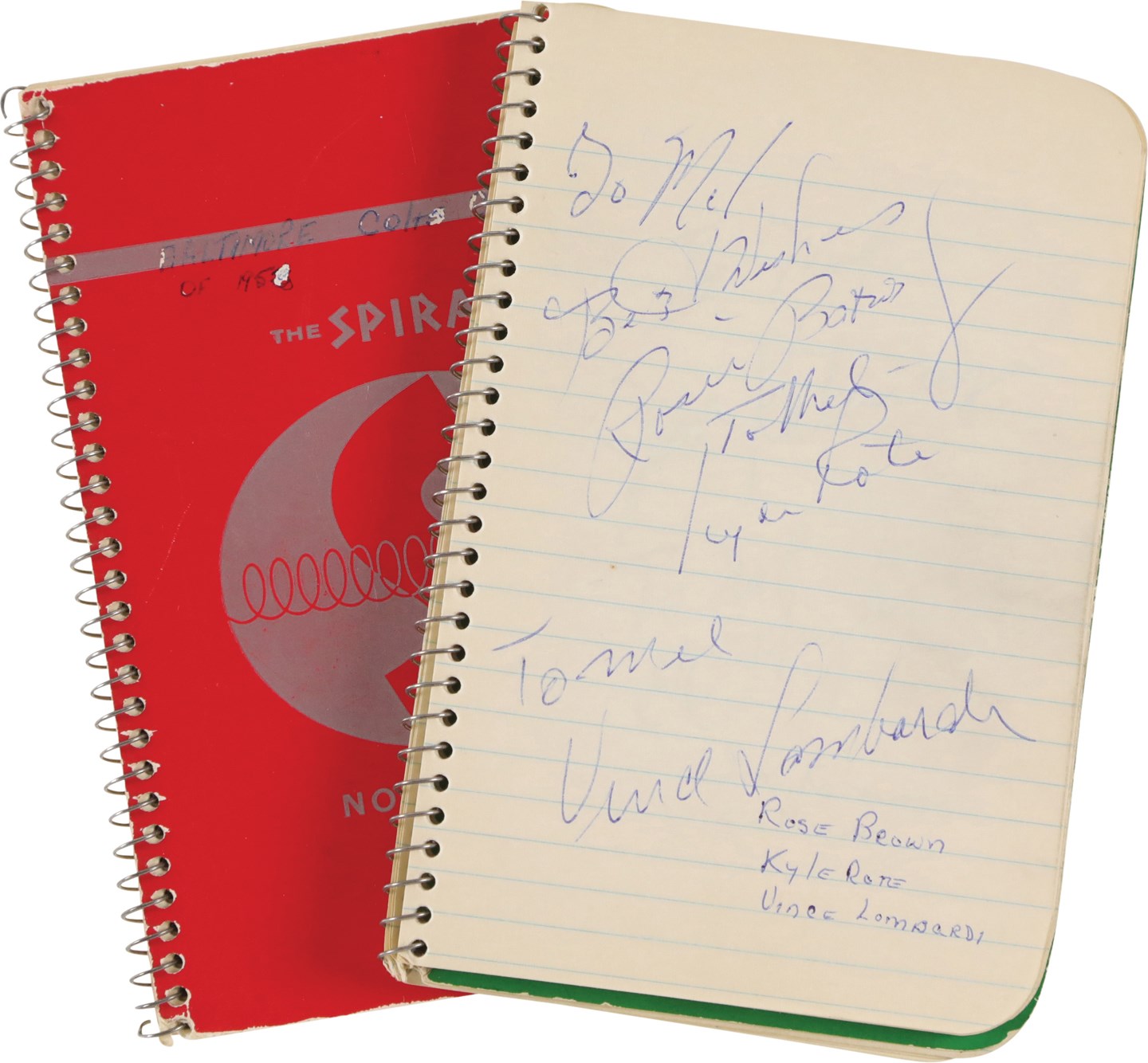 Football - 1958 New York Giants vs Baltimore Colts "The Greatest Game Ever Played" Autograph Notebooks w/Vince Lombardi