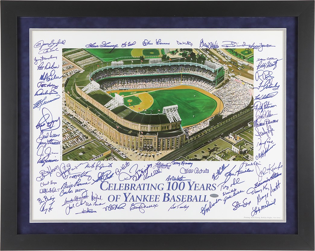 - New York Yankees "100 Years of Yankee Baseball" Multi-Signed Lithograph (Steiner)