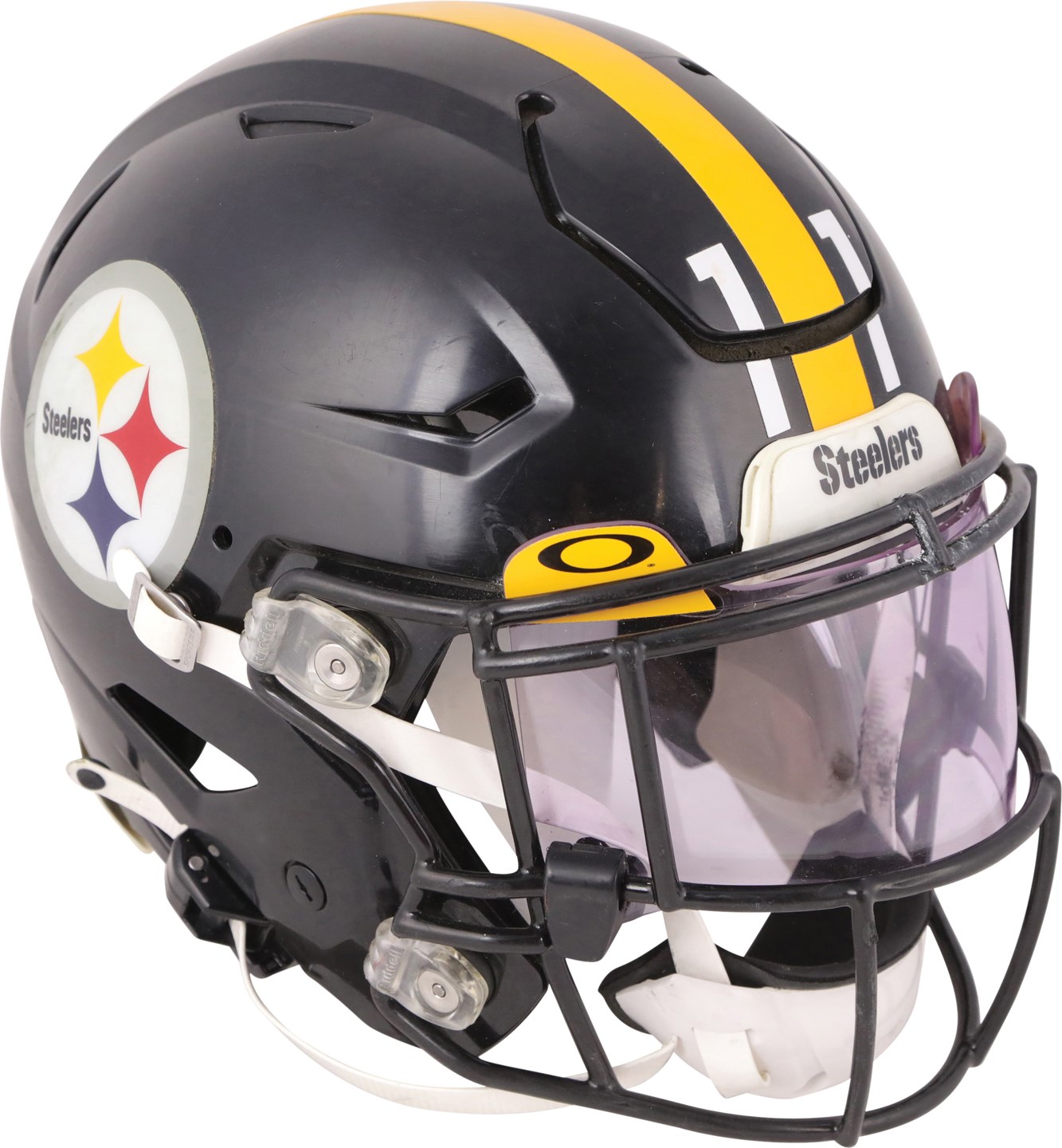 Football - 1/10/21 Chase Claypool Rookie AFC Wild Card Pittsburgh Steelers Game Worn Helmet - Season Long Use Photo-Matched to SIX Games and 4 TDs! (Photo-Matched & Steelers COA)
