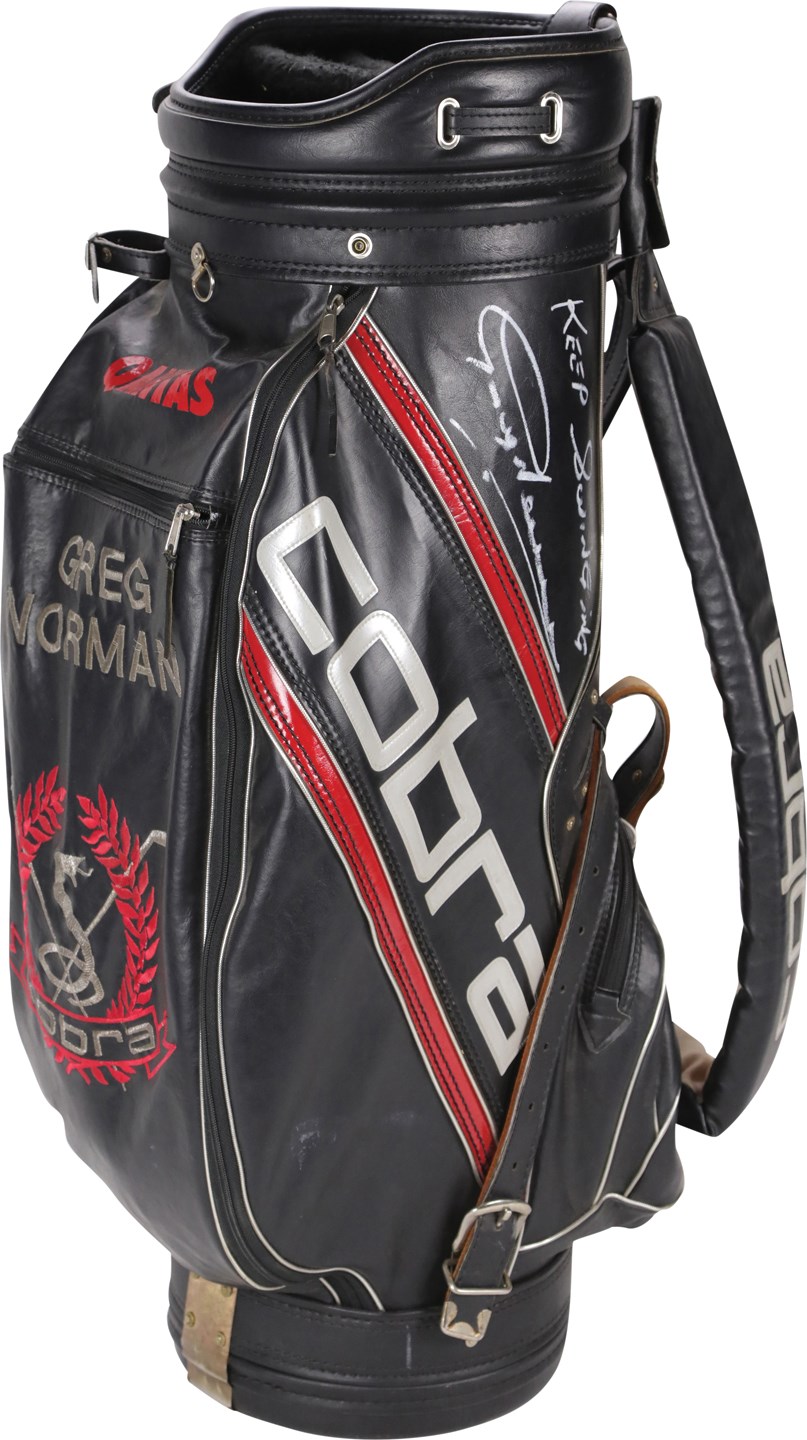 - Greg Norman Signed Tournament Used Golf Bag