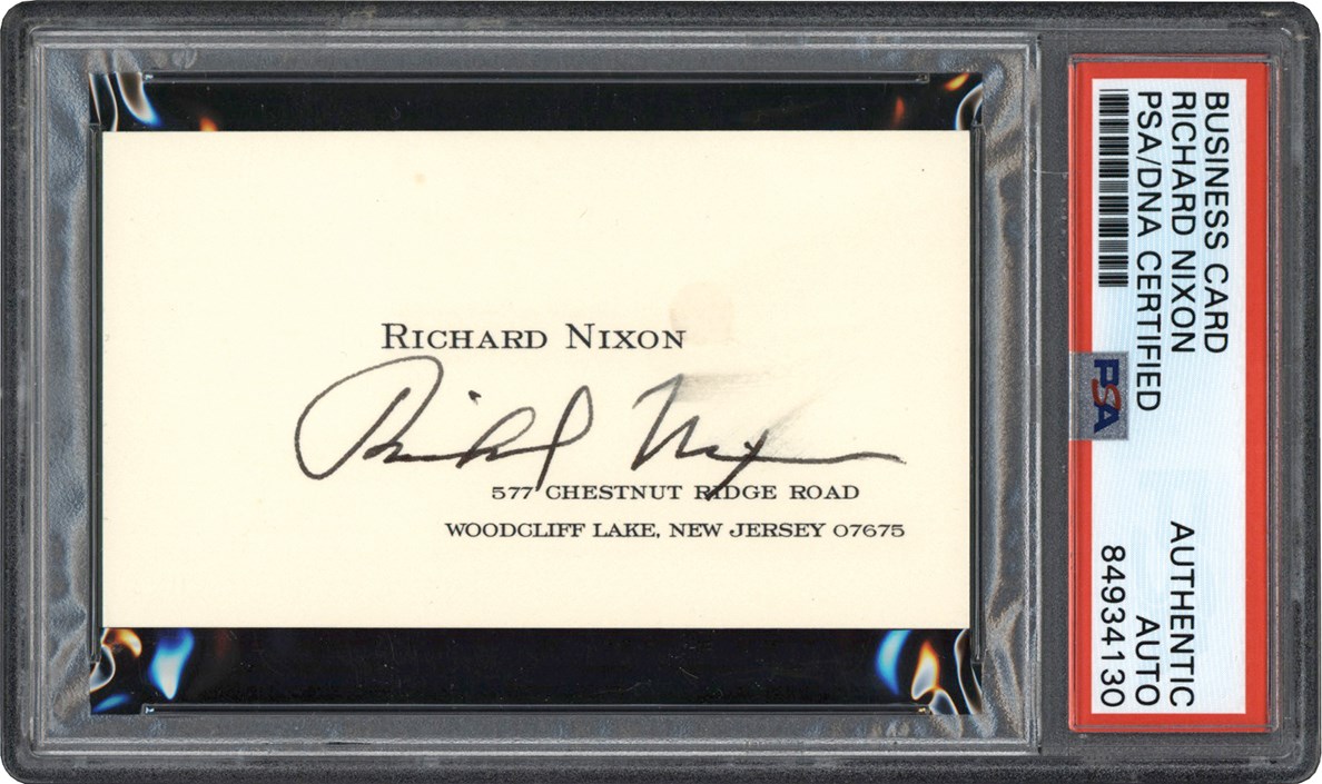 Rock And Pop Culture - Richard Nixon Signed Business Card (PSA)