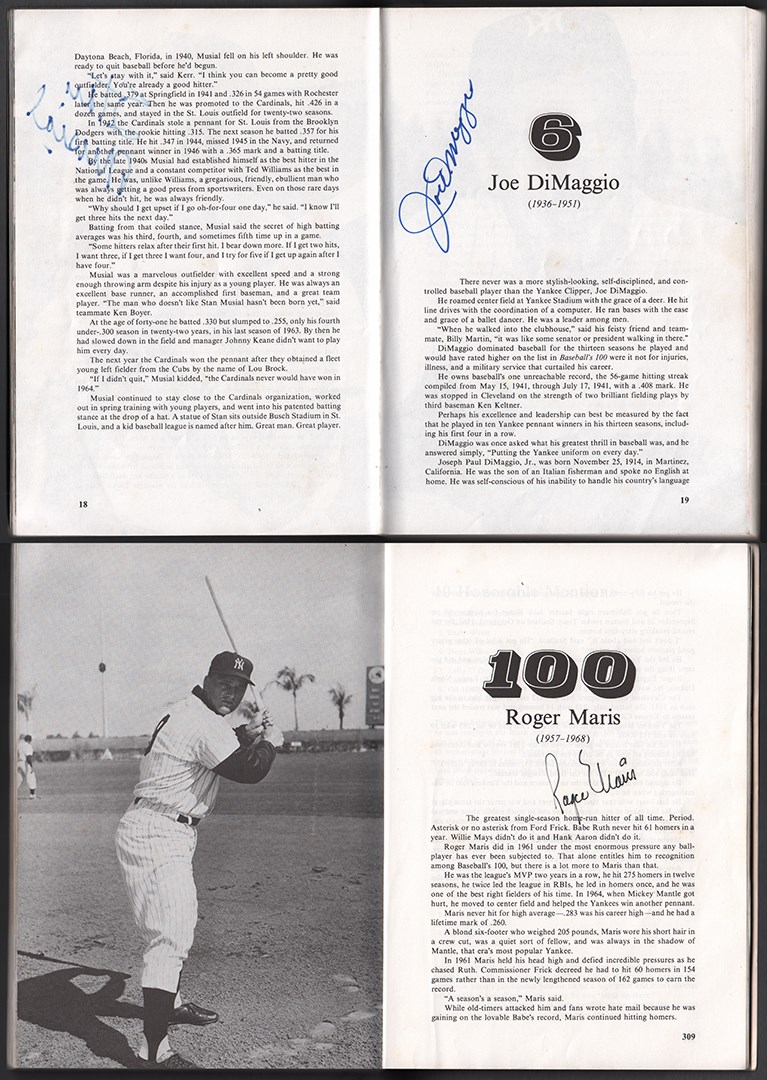 Baseball Autographs - Baseball's 100 Multi-Signed Book w/Maris (JSA)