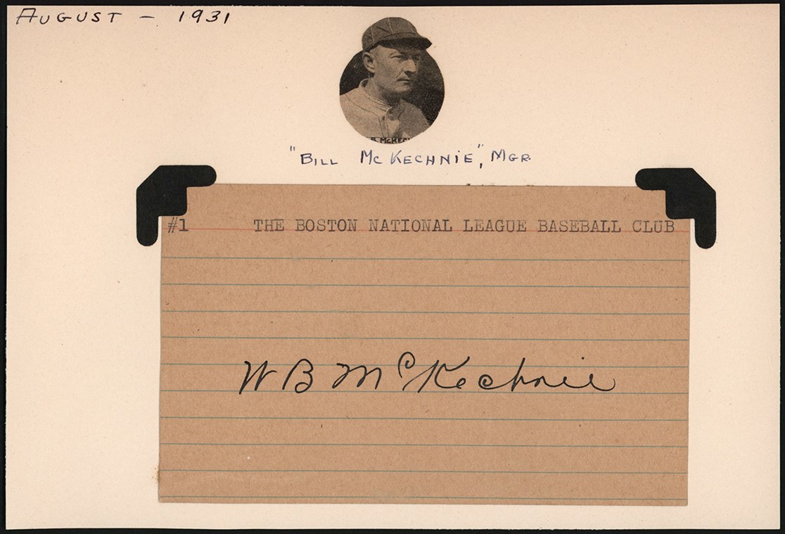 Baseball Autographs - 1931 Bill McKechnie Signed Index Card