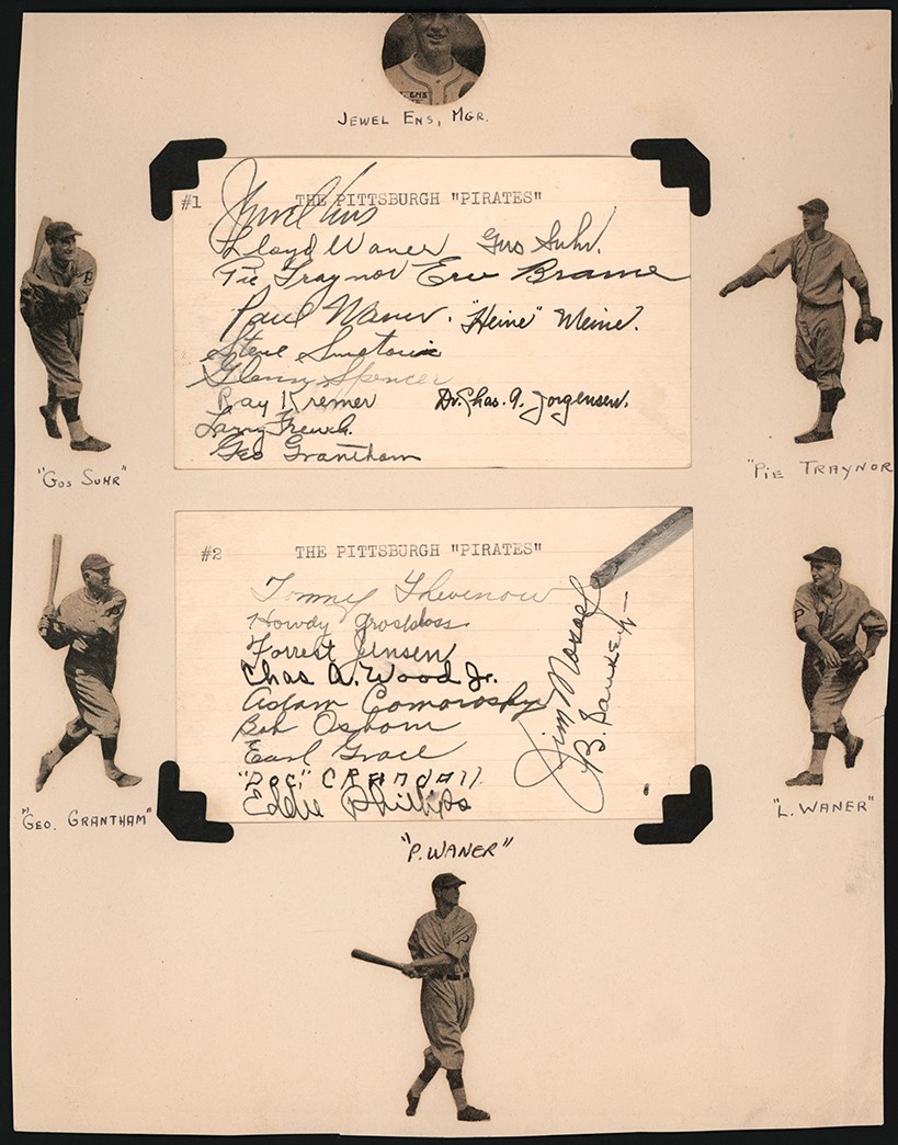 - 1931 Pittsburgh Pirates Team-Signed Index Card Sheet (PSA)