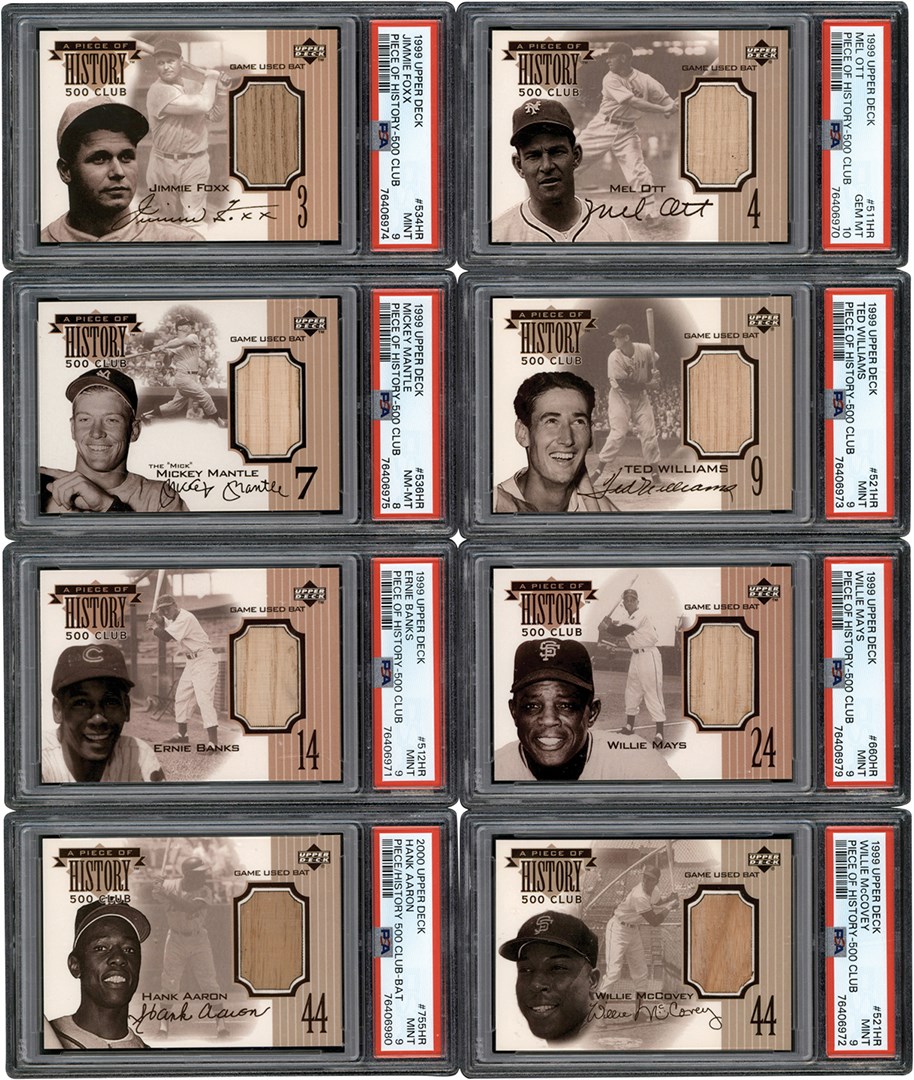 - 1999 Upper Deck Baseball Piece of History 500-Home Run Club Game Used Bat PSA Graded Near Complete Set (13/15)