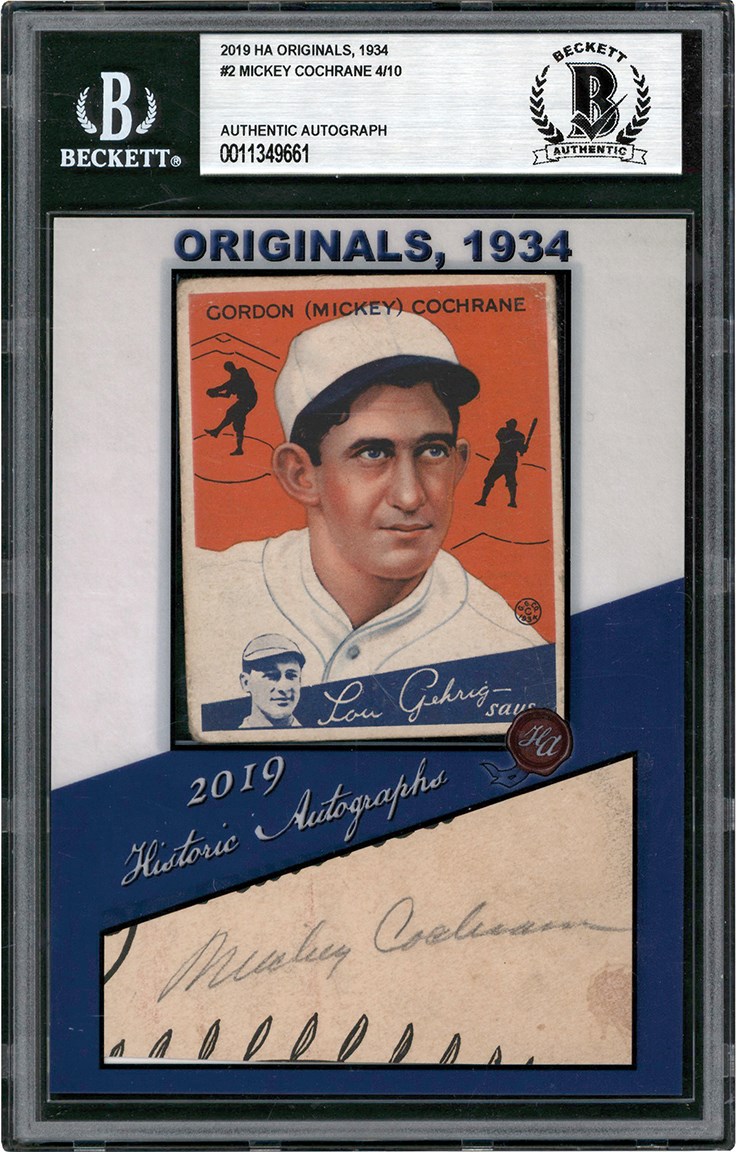 - 934 Goudey #2 Mickey Cochrane with Autograph from 2019 Historic Autograph Originals #4/10 (Beckett)