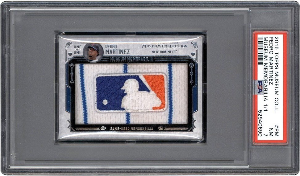 - 015 Topps Museum Collection #PM Pedro Martinez MLB Logo Patch #1/1 PSA NM 7
