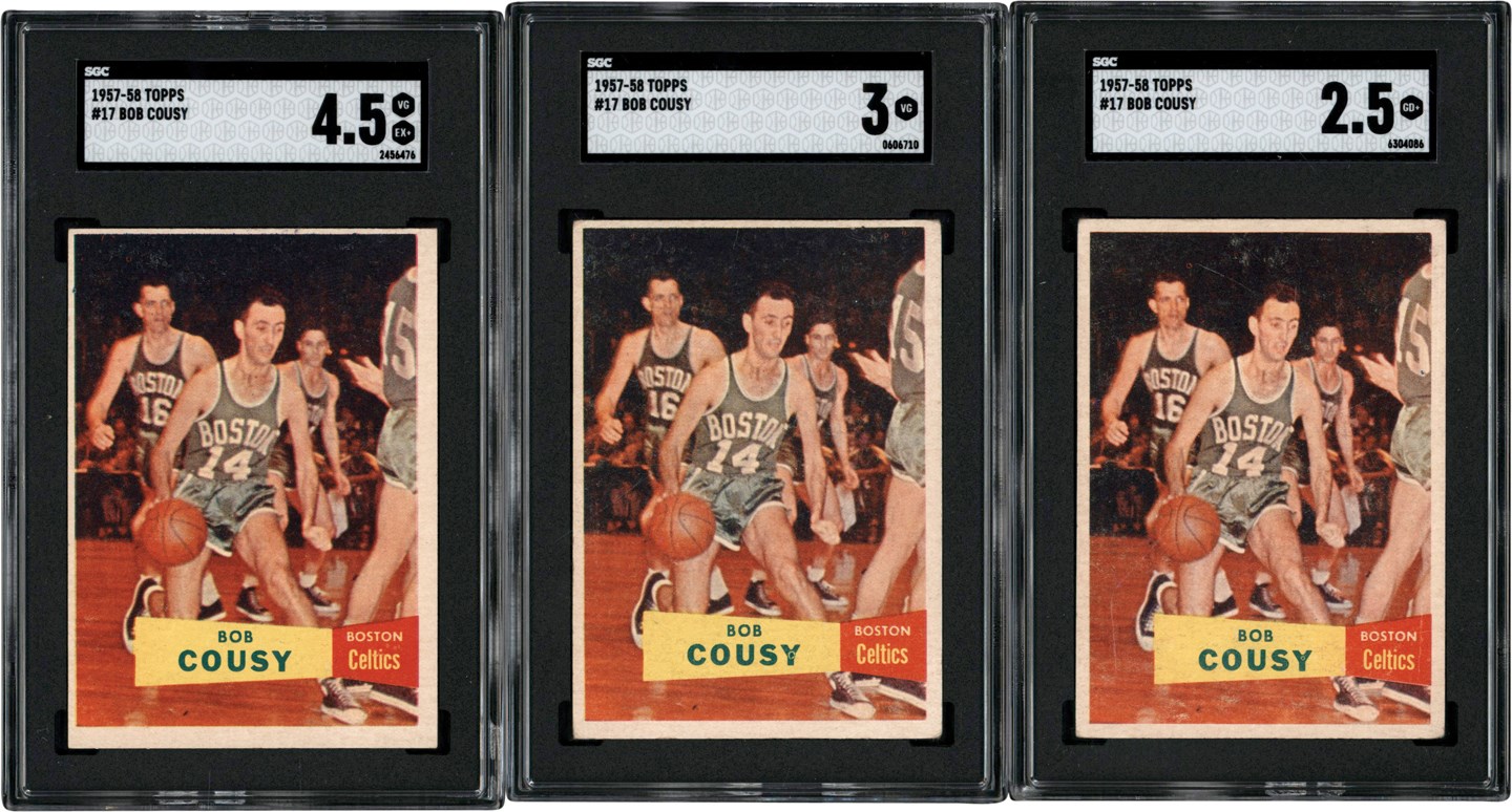 - 1957-1958 Topps Basketball #17 Bob Cousy SGC Rookie Trio (3)