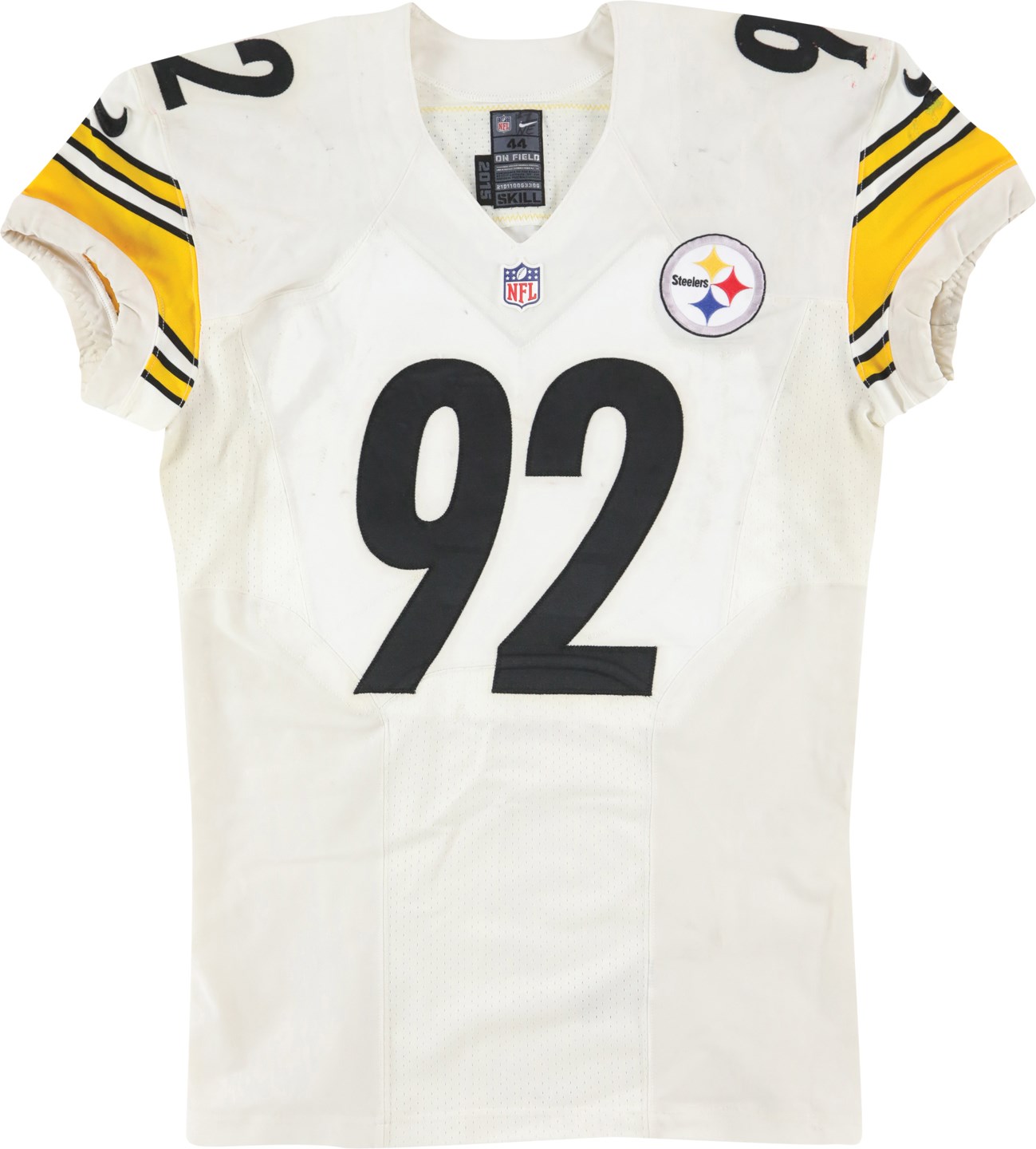 - 2015 James Harrison Season Opener Pittsburgh Steelers Signed Game Worn Jersey Photo-Matched to Two Games (Harrison LOA & Sports Investors LOA)
