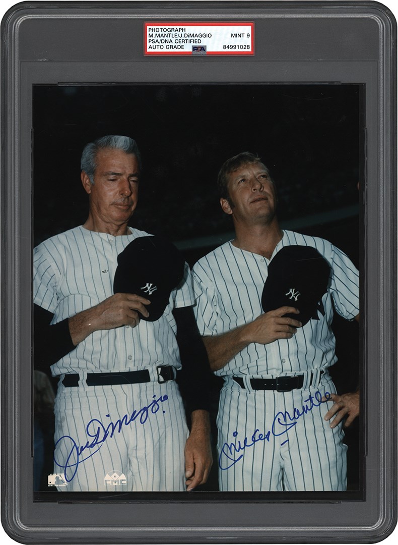 Baseball Autographs - Mickey Mantle & Joe DiMaggio Signed Photograph (PSA 9)