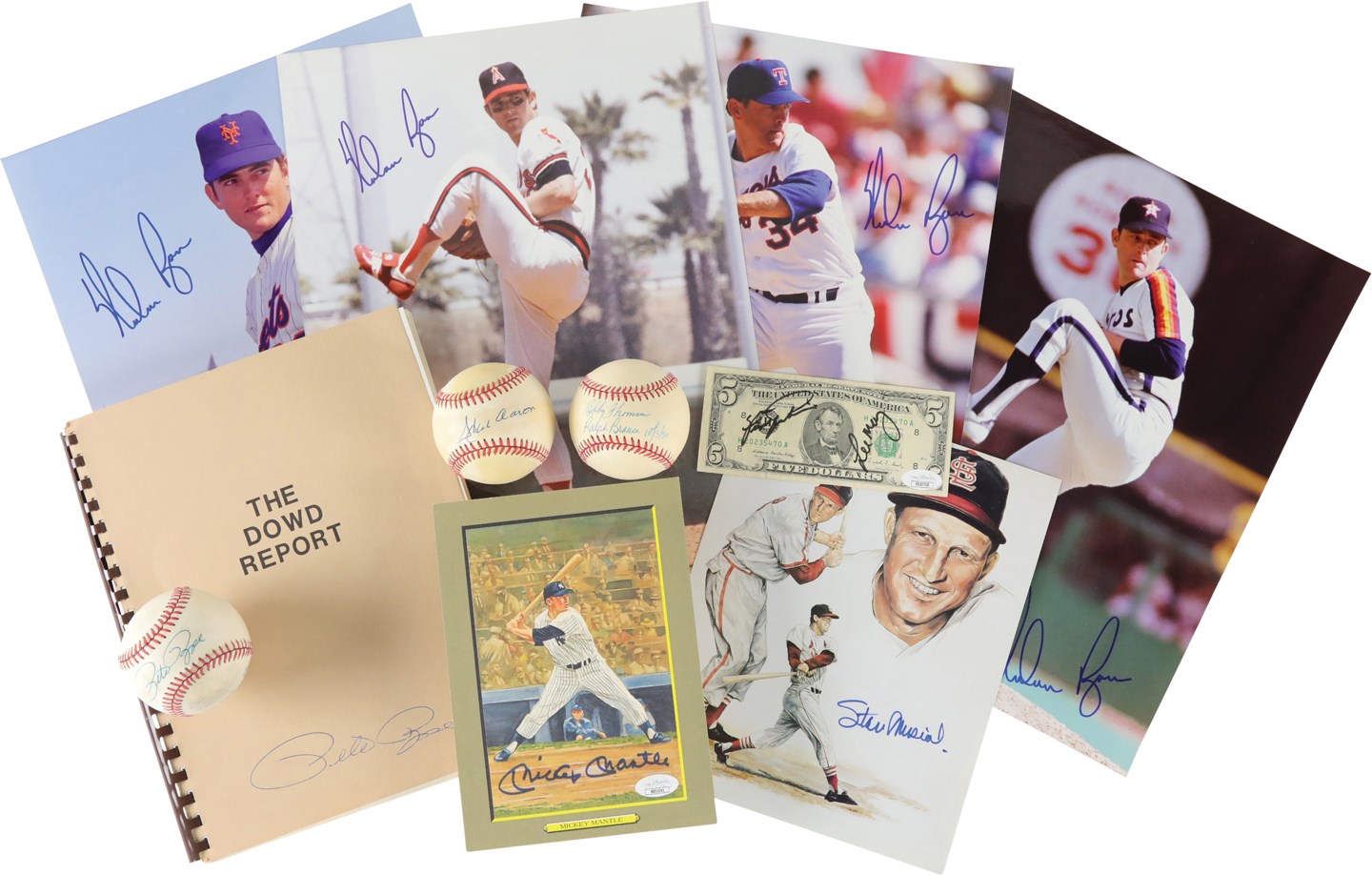 Baseball Autographs - HOFers & Stars Autograph Collection w/Mantle (11) All JSA
