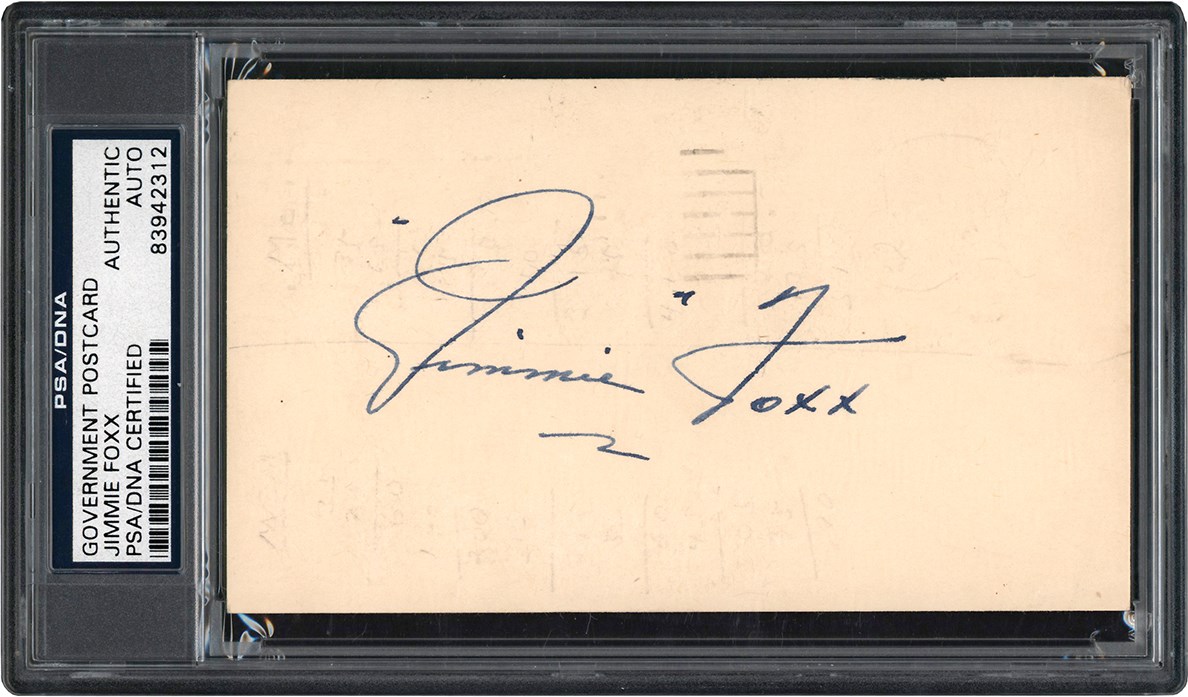 Baseball Autographs - 1953 Jimmie Foxx Signed Government Postcard (PSA)