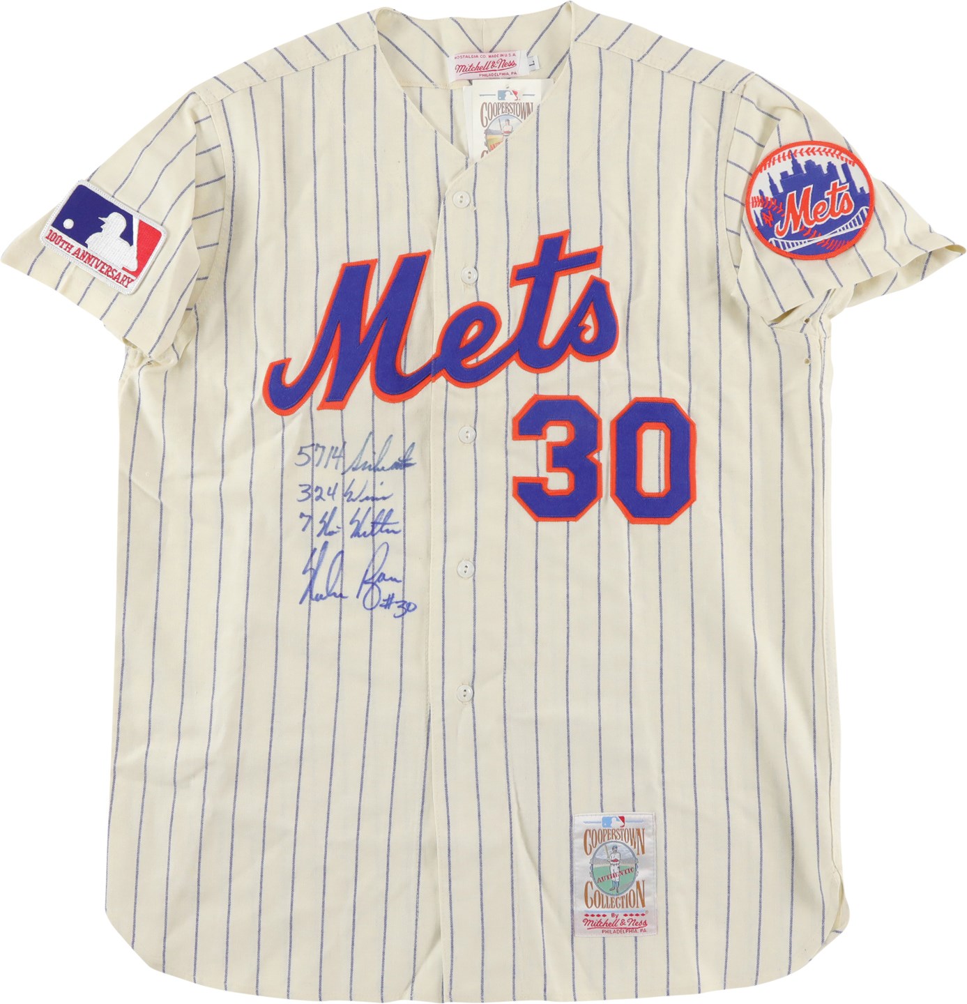 Baseball Autographs - Nolan Ryan Signed Stat New York Mets Jersey