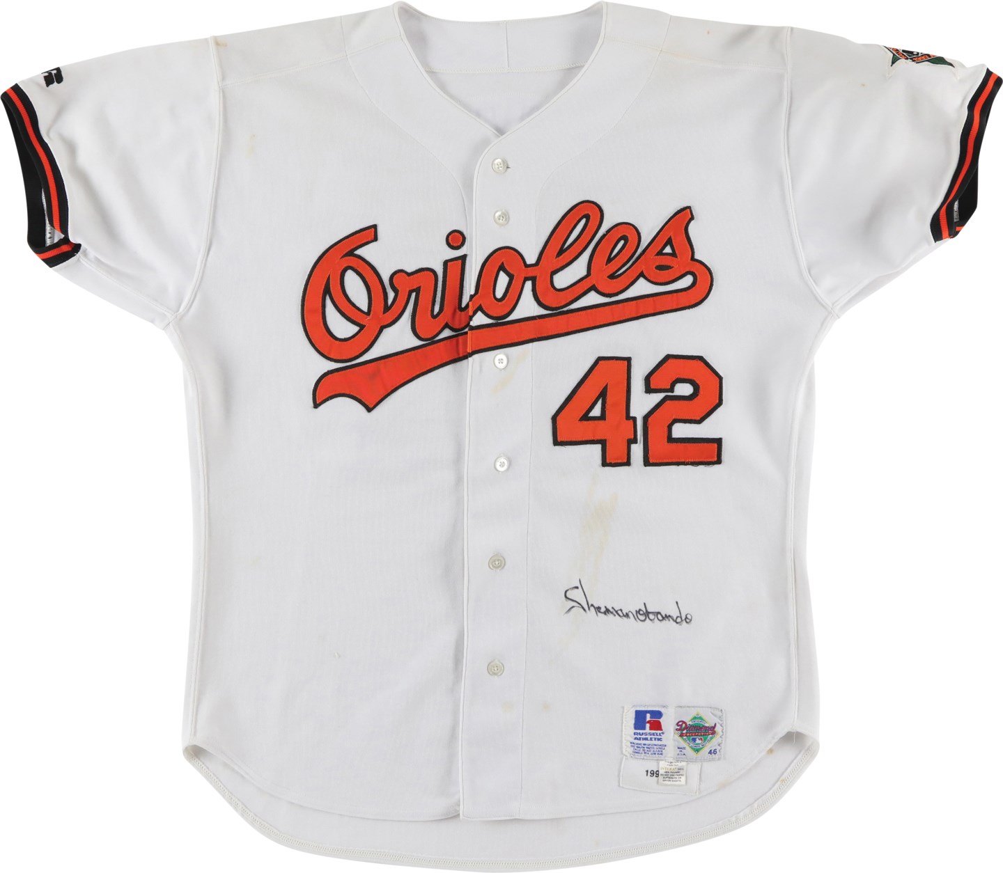- 1993 Sherman Obando Baltimore Orioles Signed Game Worn Rookie Jersey