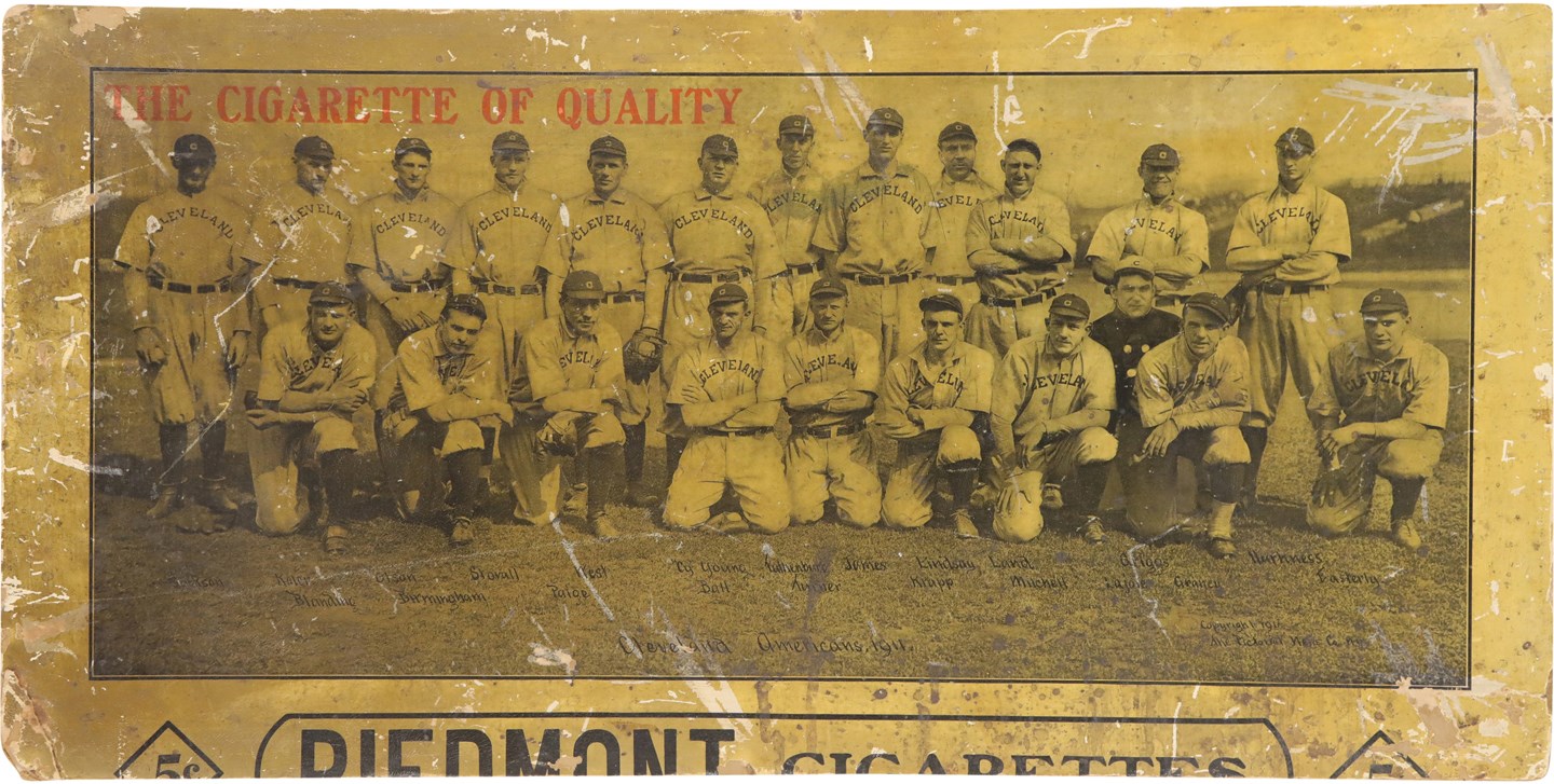 Baseball Memorabilia - 1911 Cleveland Indians Piedmont Cigarettes Cardboard Advertising Display w/Joe Jackson