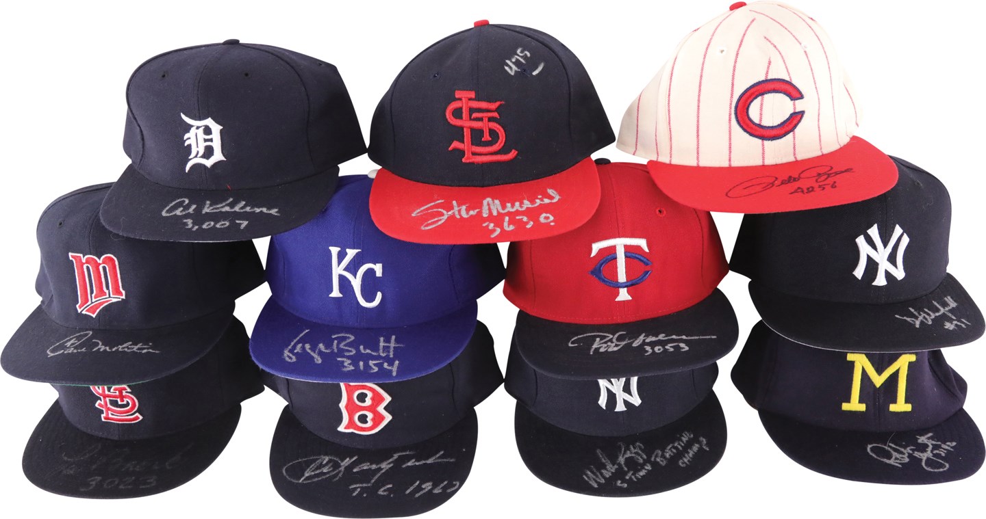 - Signed 3,000 Hit Club Member Hats (10) All PSA Authenticated