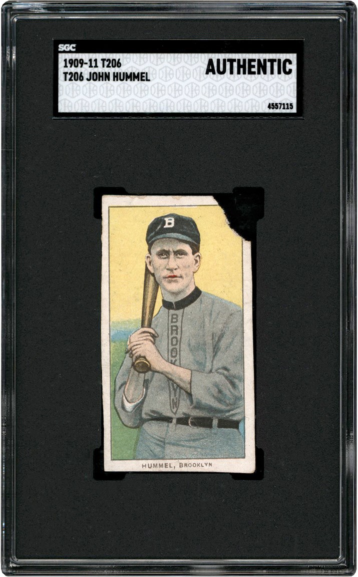 - 909-1911 T206 John Hummel Unique Printing Anomaly w/Ghost Image & Five Different Back Strikes SGC Authentic