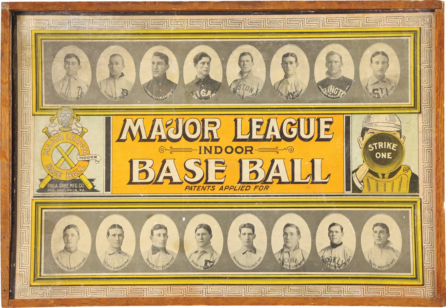 Baseball Memorabilia - Exceptional 1913 Major League Indoor Baseball Game w/Player Portraits on Cover