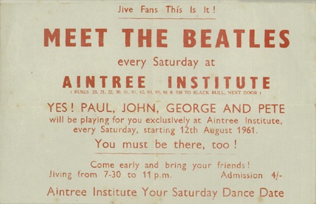 The Beatles - 1961 Beatles Aintree Institute Handbill