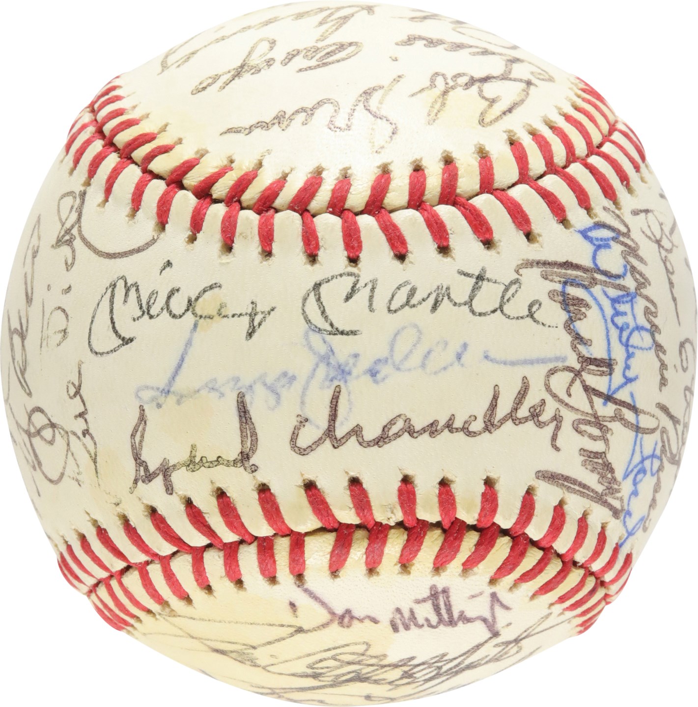 Baseball Autographs - New York Yankees Signed "History" Ball (36 Signatures Including Mantle, DiMaggio, Maris & Nine Other Hall of Famers) (PSA)