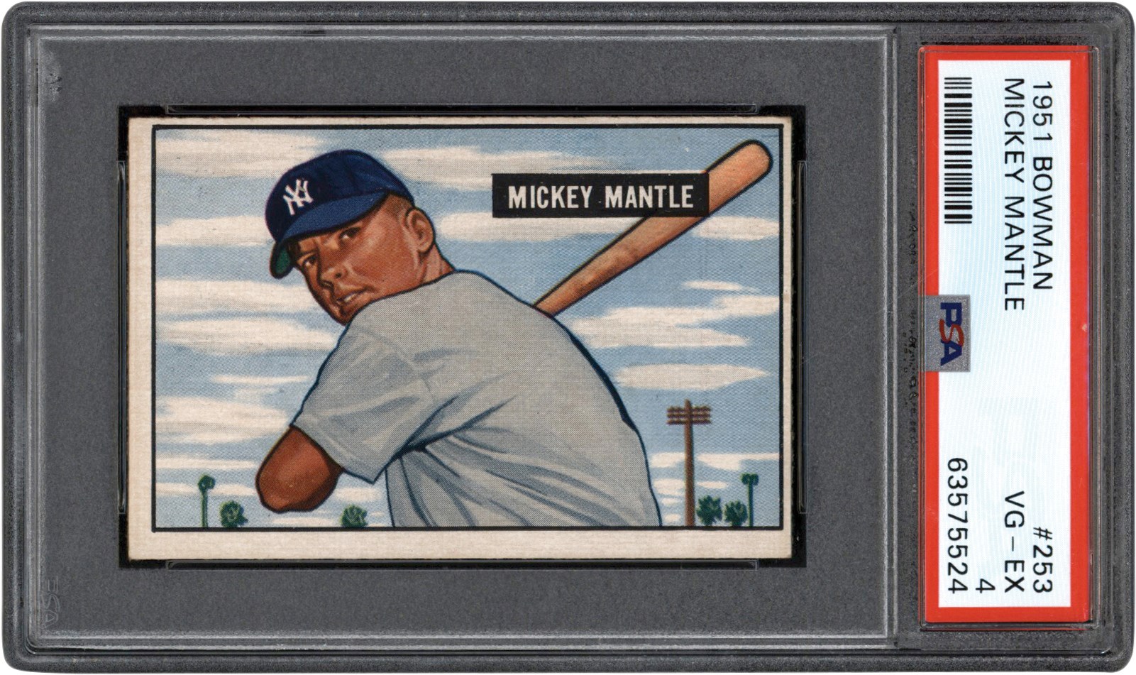 - 1951 Bowman #253 Mickey Mantle Rookie PSA VG-EX 4 - Newly Discovered Example