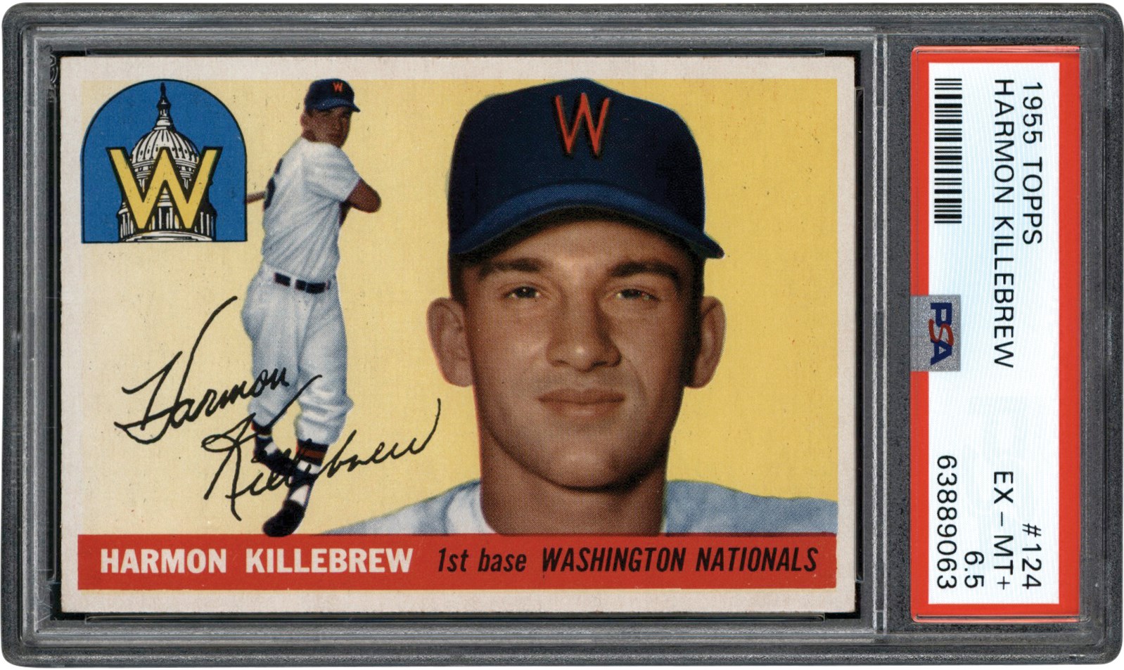- 1955 Topps #124 Harmon Killebrew Rookie PSA EX-MT+ 6.5 Newly Discovered Example