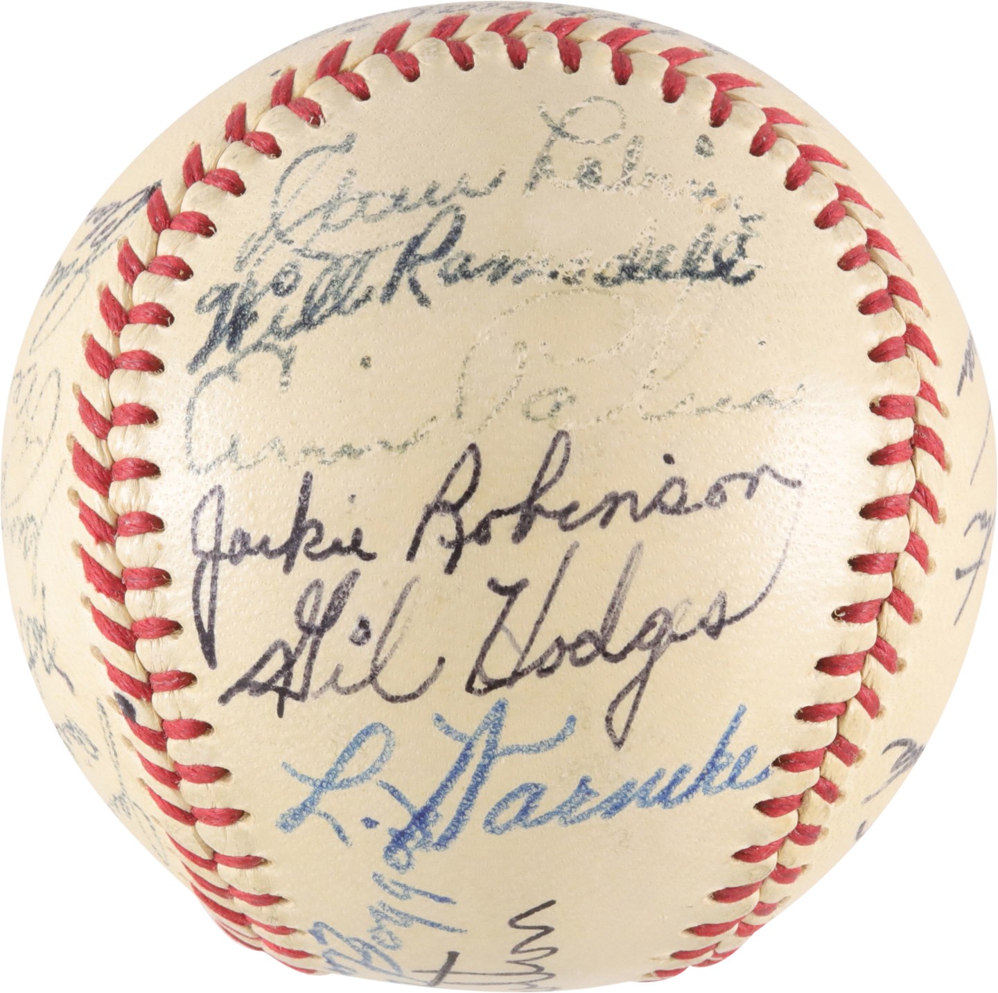 - 1950 Brooklyn Dodgers Team-Signed Ball - Twice Signed by Jackie Robinson (PSA)