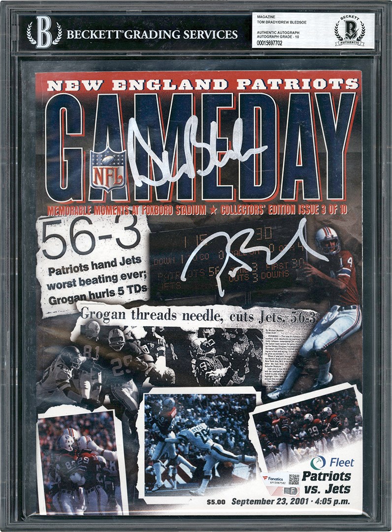 - Tom Brady Replaces Drew Bledsoe Debut Signed Program by Both (Beckett)