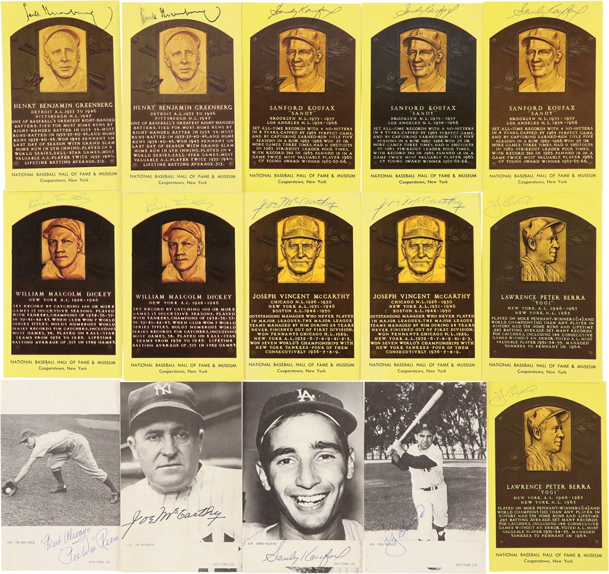 Baseball Autographs - Hall of Fame Signed Postcards Collection (77)