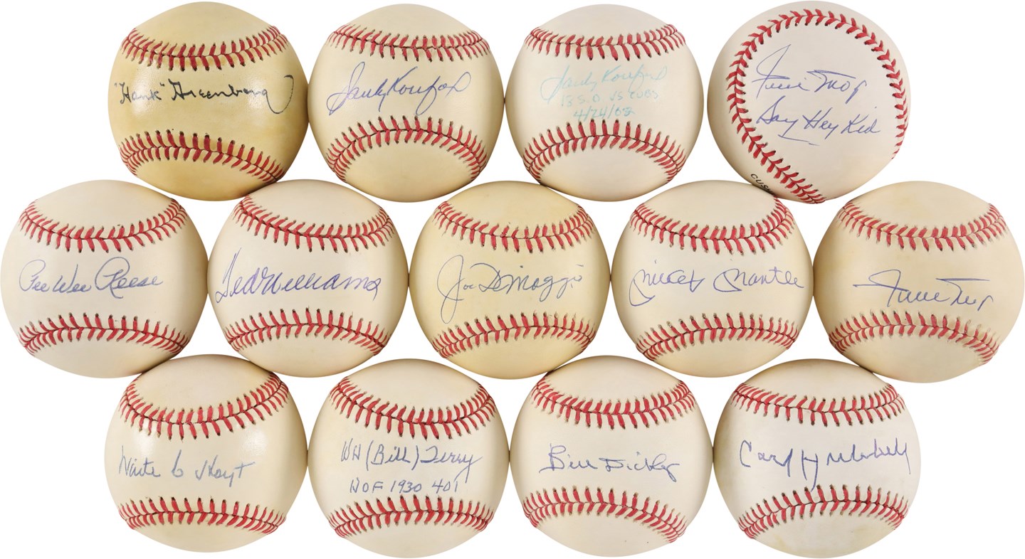 Baseball Autographs - Superb Collection of Single-Signed Hall of Famer Baseballs w/Scarcities, Nicknames & Statistics (32)