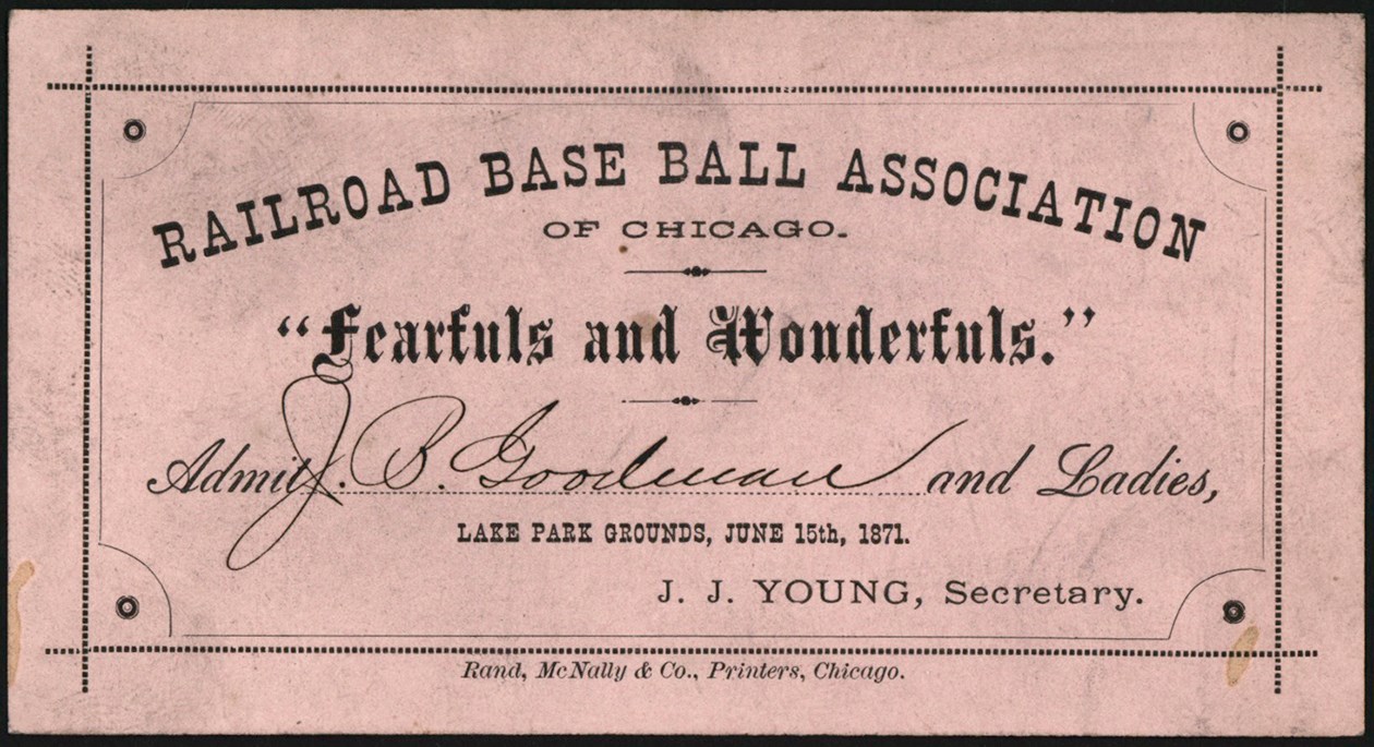 - 1871 Chicago "Rail Road Baseball Association" Ticket