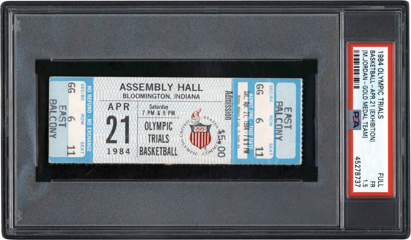 - 1984 Michael Jordan USA Olympic Basketball Team Trials Full Ticket PSA FR 1.5 (Pop 3 - None Higher)